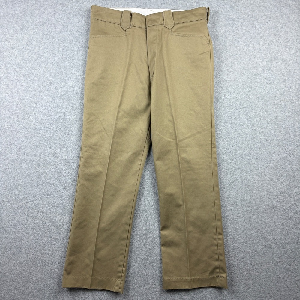 Vintage Tuf Nut Pants Mens 34x30 Khaki Twill‎ Pearl Snap Pocket 70s Western USA